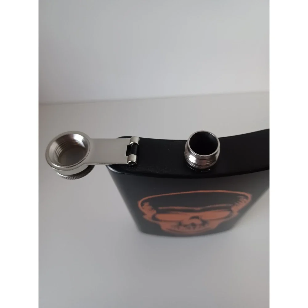 Orange And Black Halloween Holiday Seasonal Skull Flask Drinkware